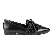 Туфлі-балетки жіночі Woman's heel чорні з загостреним носком зі стильним декором