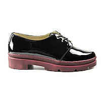 Лакированные черные туфли 38 размер женские Woman's heel кожаные на шнуровке