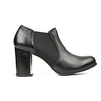 Класичні жіночі туфлі з натуральної шкіри Woman's heel чорні на високому каблуці