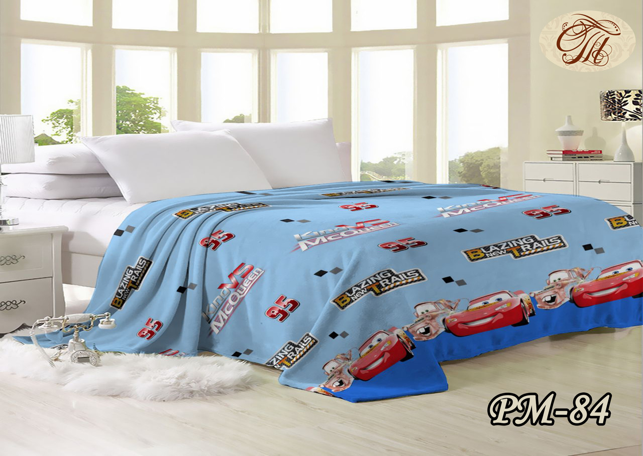 Плед з флісу Тачки Маквін блакитні (PM-084), фото 1