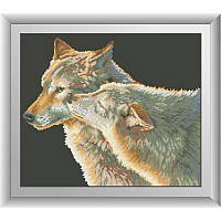 "Поцілунок вовка (квадратні, повна)" Dream Art. Набір для малювання камінням алмазний живопис (30222D)