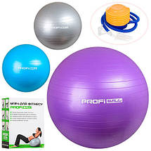 Фітбол Profi Ball 65 см + насос Сірий (MS 1540G), фото 2