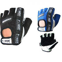 Перчатки для велоспорта, фитнеса WORKOUT без пальцев р. XS, S, M, L, XL