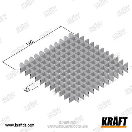 Профіль KRAFT Гріліато "М" 40*600 мм (осередок 50*50) Ral 9006, фото 2