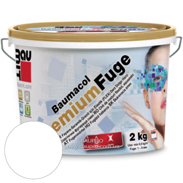Еластична суміш BAUMIT Premium Fuge для заповнення швів (біла), 2 кг