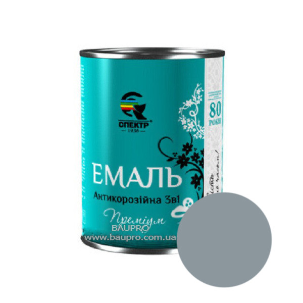 Емаль СПЕКТР 3 в 1 преміум, антикорозійна (срібляста), 0,8 кг