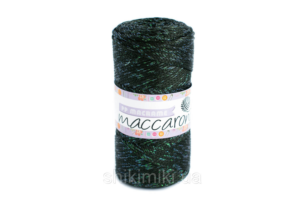 Трикотажний шнур з люрексом PP Macrame Glitter, колір Малахітовий