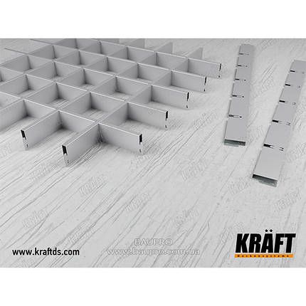 Профіль KRAFT Грільято поздовжній 40*600 мм (осередок 100*100) Ral 9003, фото 2