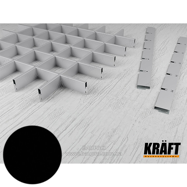 Профіль KRAFT Грильято "М" 40*600 мм (кочечка 75*75) Ral 9005