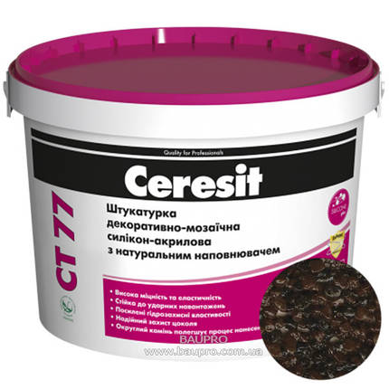 Штукатурка CERESIT CT 77 CHILE 6 декоративно-мозаїчна полімерна (зерно 1,4-2,0 мм), 14 кг, фото 2