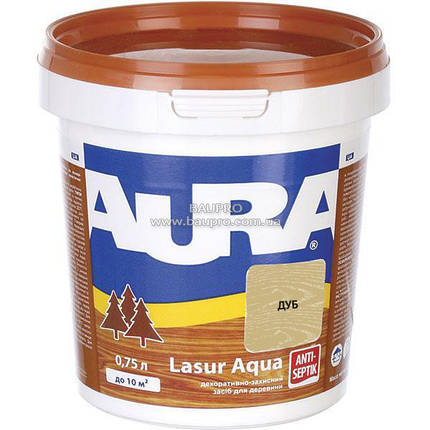 Засіб AURA Lasur Aqua (дуб), 0,75 л, фото 2