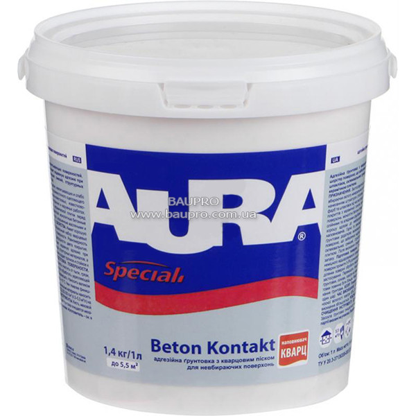 Ґрунтовка AURA Beton Kontakt адгезійна з кварцовим піском, 1,4 кг