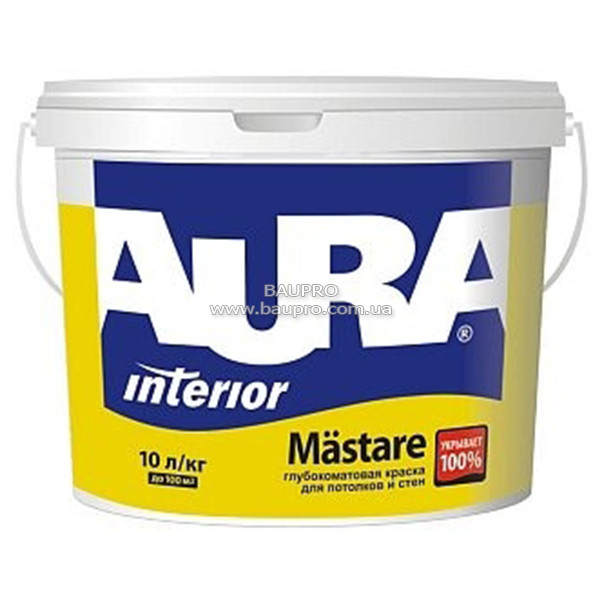Фарба AURA Mastare водно-дисперсійна для стель і стін, 10 л