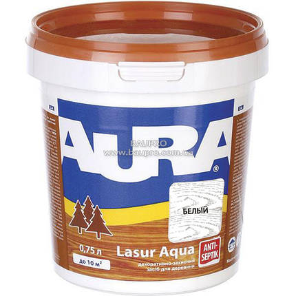 Засіб AURA Lasur Aqua (білий), 0,75 л, фото 2