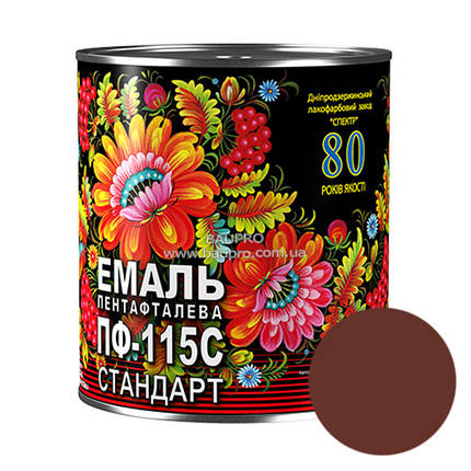 Емаль СПЕКТР ПФ-115С стандарт, алкідна (червоно-коричнева), 2,8 кг, фото 2