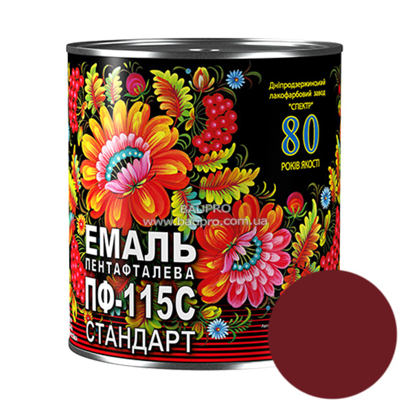Емаль СПЕКТР ПФ-115С стандарт, алкідна (вишнева), 2,8 кг