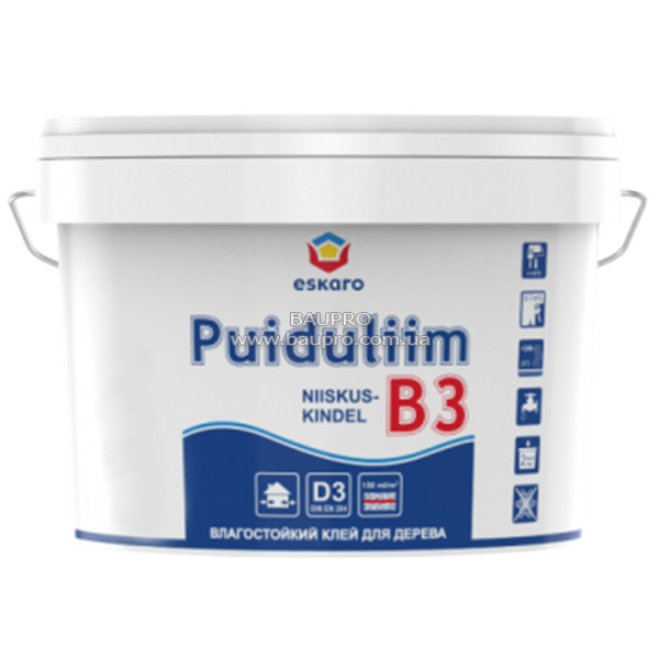 Клей ESKARO B3 Niiskuskindel Puiduliim вологостійкий для деревини, 10 л