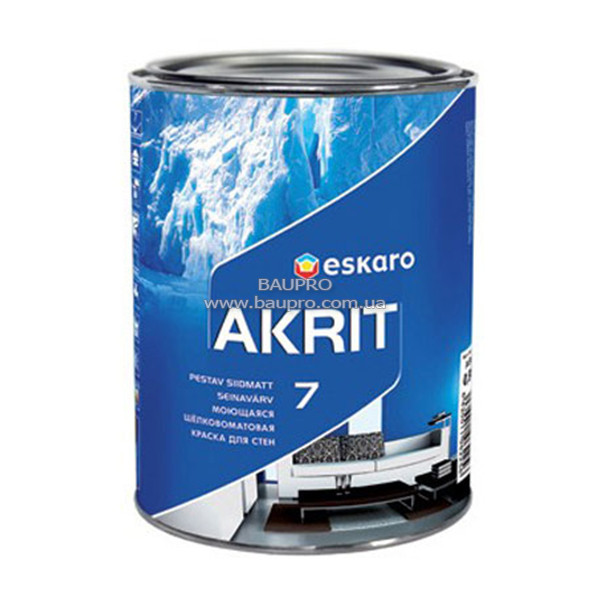 Фарба ESKARO Akrit 7 TR миюча для стін (шовково-матова), 0,95 л
