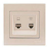 Розетка комп'ютер + телефон LEZARD DERIY перлинно-білий, 702-3030-143