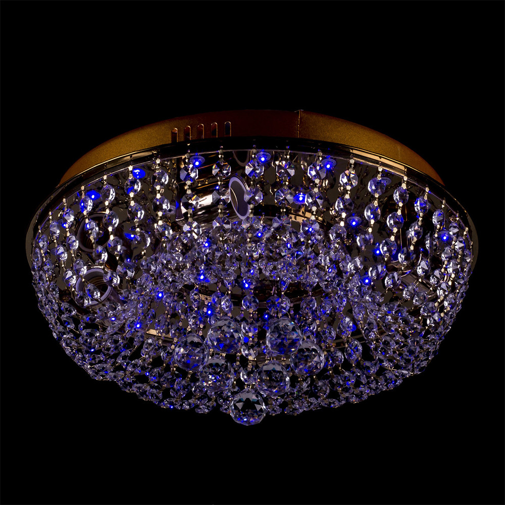Хрустальная люстра на 4 лампы с диодной подсветкой на пульте управления СветМира PM-E1077/4/FG/LED - фото 4 - id-p904897814