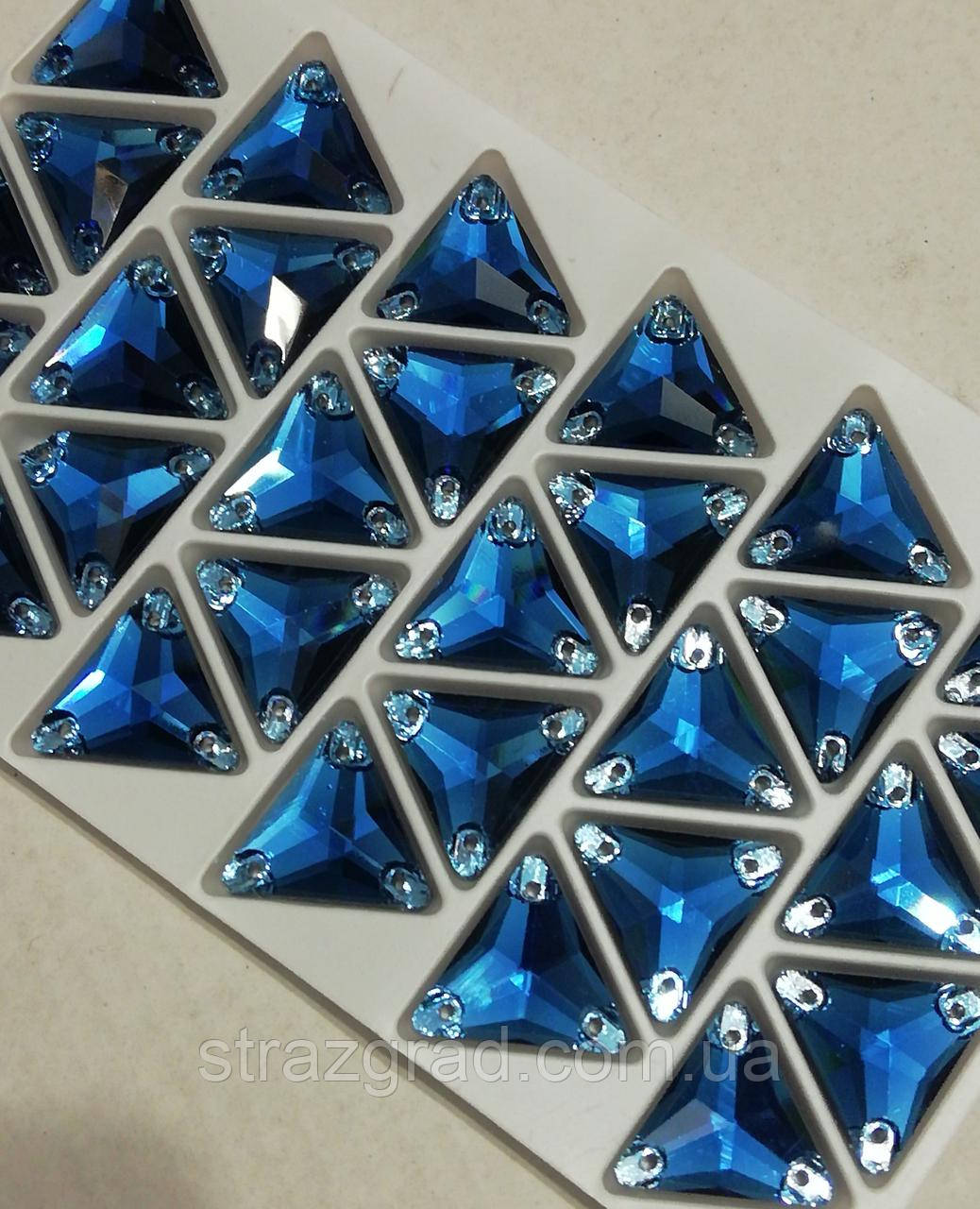 14 мм. Трикутник. Пришивні. Sapphire. Стекло, фото 1