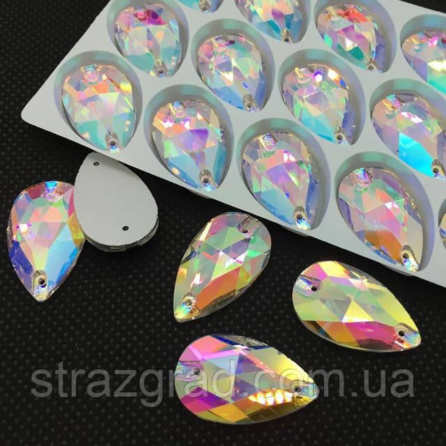 7х12мм. Краплі пришивні Crystal AB скло