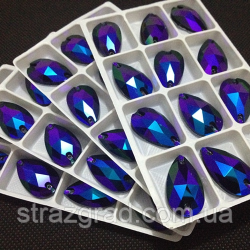 11х18мм. Краплі пришивні Black AB скло, фото 1