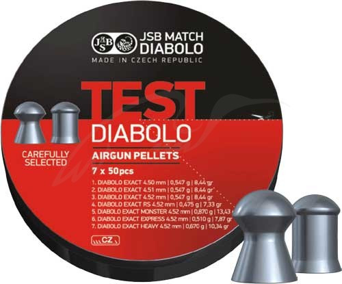 Кулі для пневматики JSB Diablo TEST EXACT 4,5 мм 0,51; 0,54; 0,67; 0,87 гр