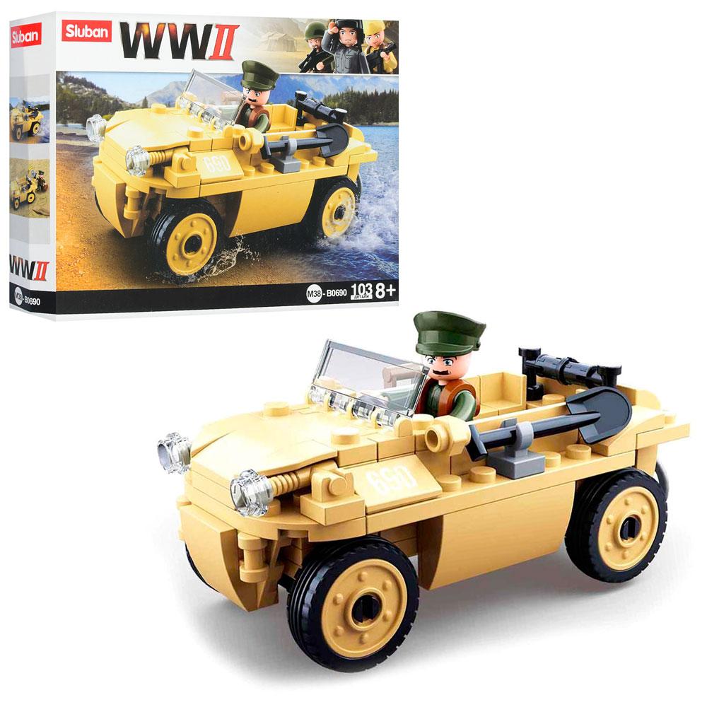 Конструктор військовий SLUBAN M38-B0690 машина, фігурка, 103 дітей.