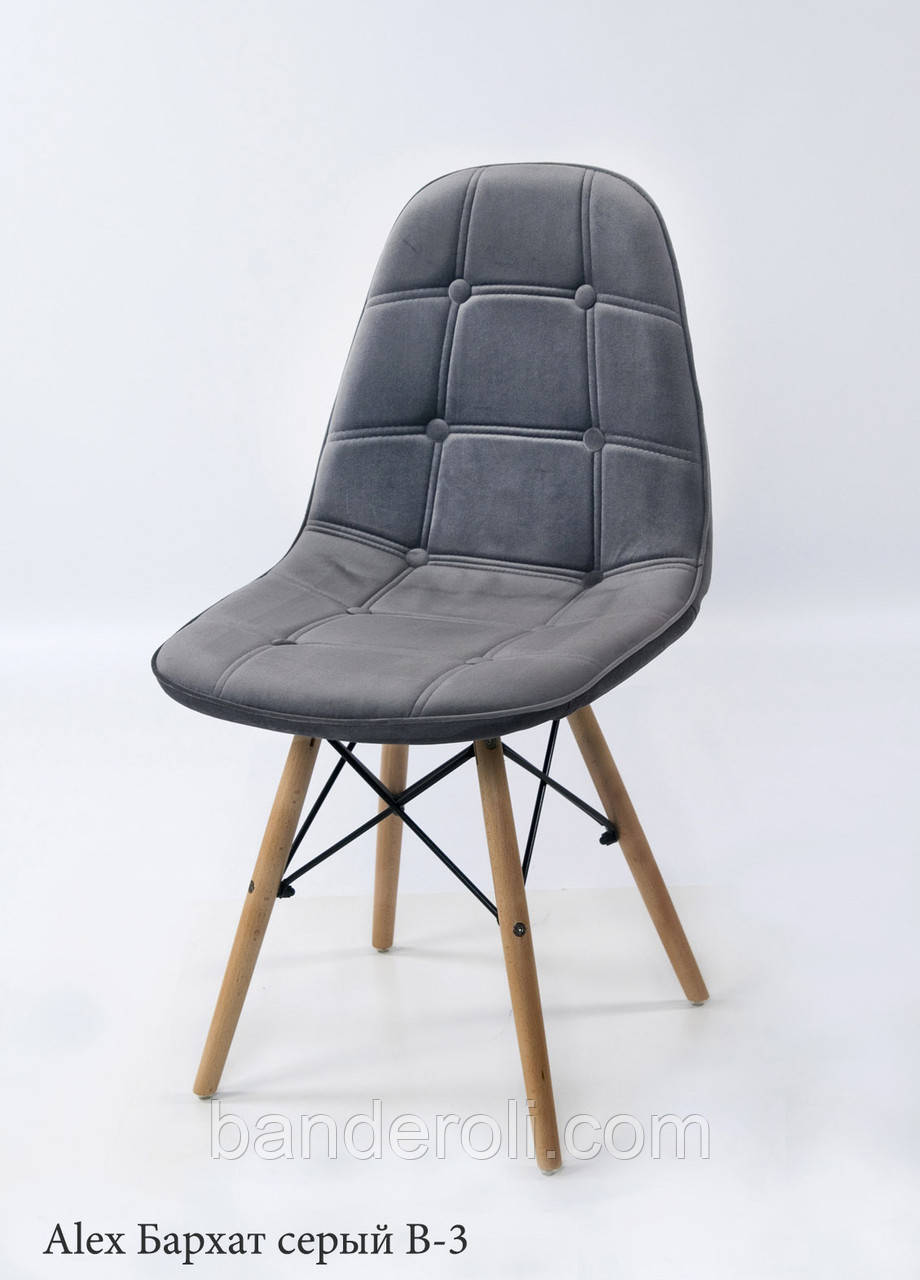 Стілець Alex Оксамит, СІРИЙ – 3, фото 1