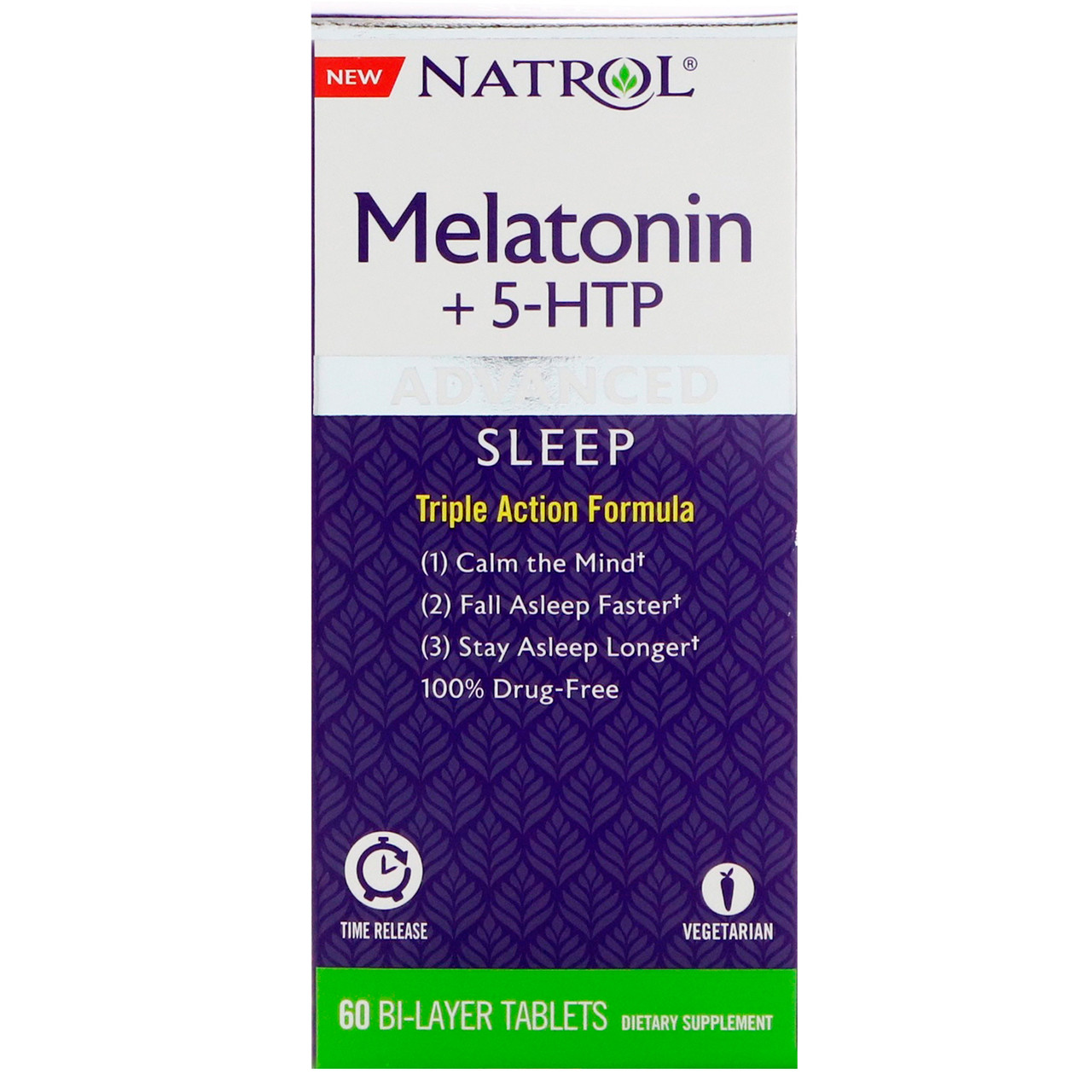 Мелатонін + 5 НТР, Natrol, Melatonin + 5-HTP, 60 таблеток