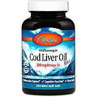 Норвезька риб'ячий жир, Carlson Labs, Cod Liver Oil, 390 мг, 250 капсул