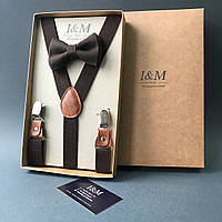 Детский набор I&M Craft галстук-бабочка и подтяжки для брюк из резинки коричневый (030286)
