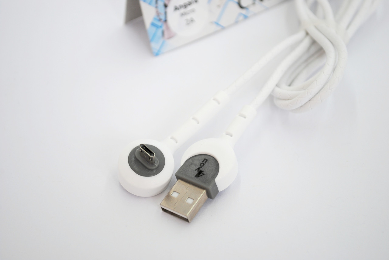 Кабель Usb Micro USB 4you Angara (2000mah, tpe, 90град, micro 2х стор., Підставка, білий), фото 1