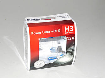 Комплект галогенних ламп Brevia H3 Power Ultra + 60% (12030PUS)