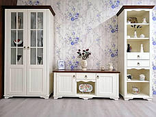 Шафа-вітрина 2-х дверна в класичному стилі модель Марсель РКБ-Меблі, колір білий / горіх, фото 3