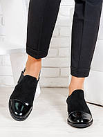 Туфли женские черные натуральная замша + лак 6675-28