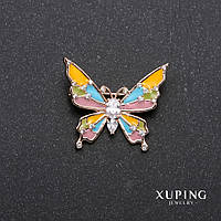 Брошка Xuping Метелик різнобарвна емаль, позолота 18к 29х27мм