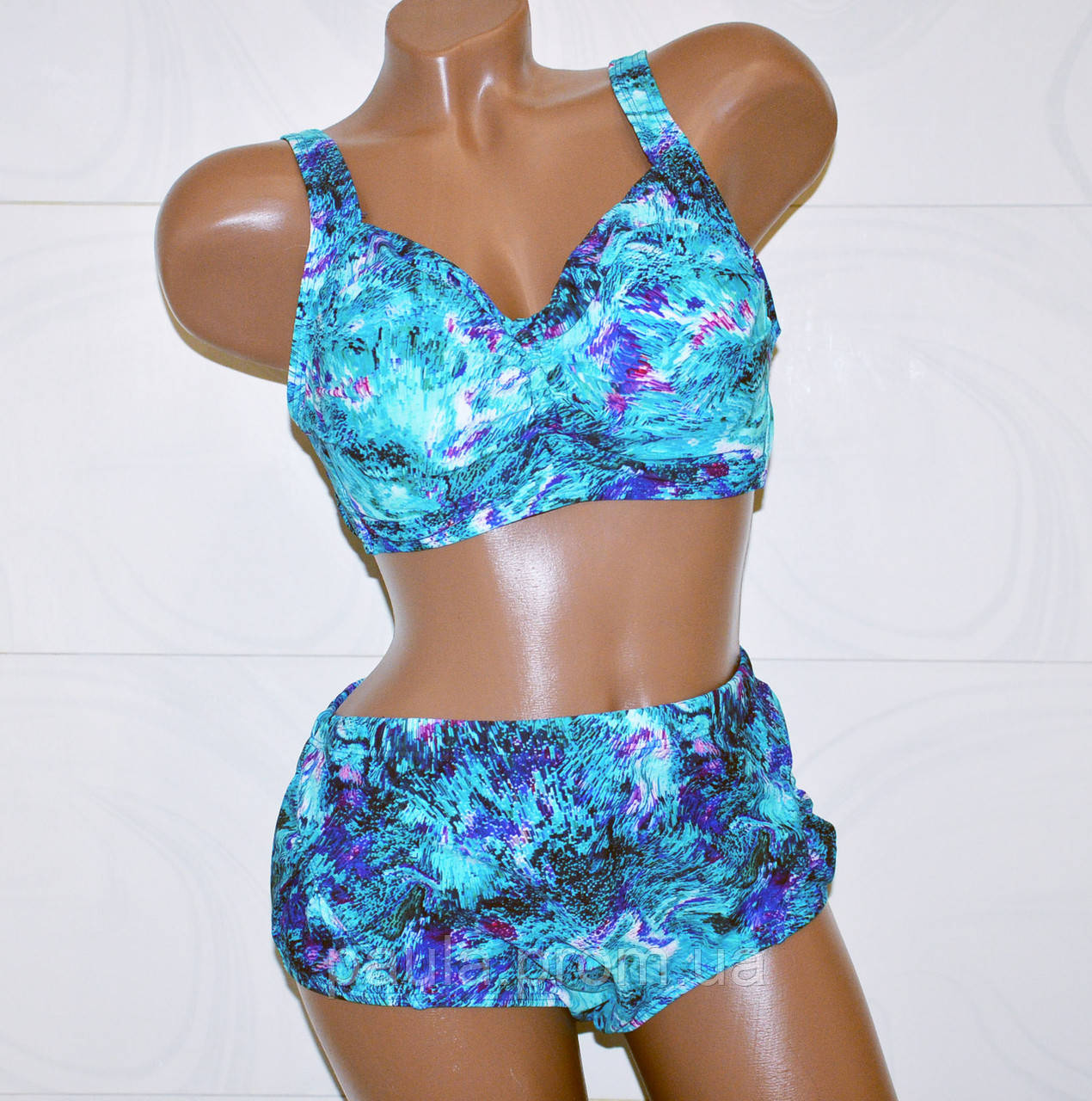 Большой Купальник Сине-голубого Цвета Буря для Женщин с Пышной Грудью ...