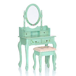 Туалетний столик Mira бірюза + табурет