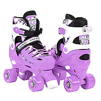 Раздвижные ролики квады Scale Sports фиолетовые, размер 34-38 | Ролики для малышей на 4 колеса