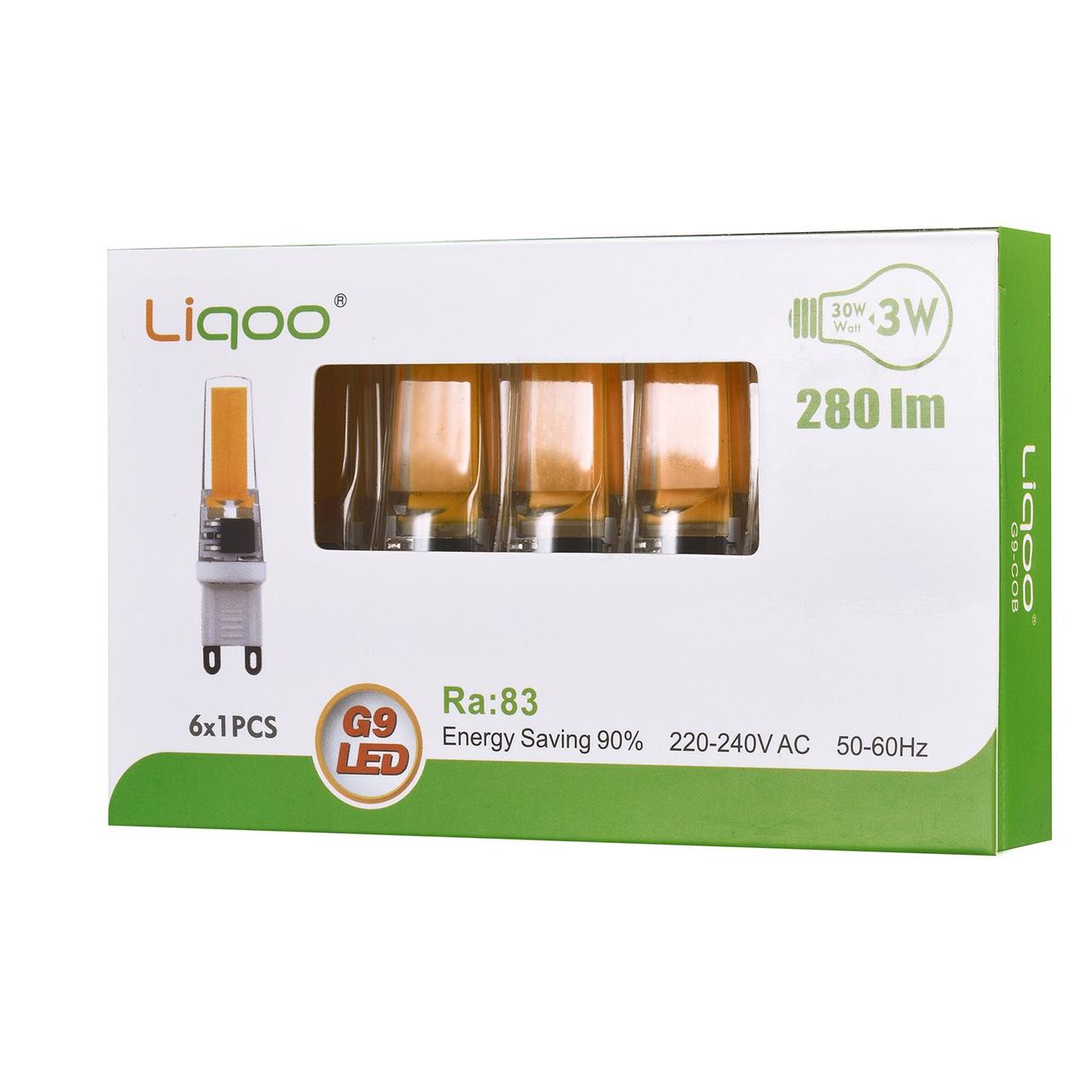 Світлодіодні лампи Liqoo G9 теплого білого кольору 2800K 3 Вт, 280 люмен Еквівалент 30 Вт Галогенна лампа COB