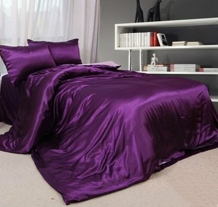 Постільна білизна шовкова атлас Dark Lilac, фото 1