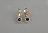 Срібні сережки з золотими вставками, фото 4