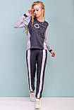 Спортивний костюм жіночий з блискавкою на спинці 44-50 розміру чорно - сірий, фото 5