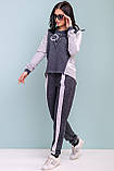 Спортивний костюм жіночий з блискавкою на спинці 44-50 розміру чорно - сірий, фото 2