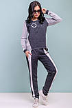 Спортивний костюм жіночий з блискавкою на спинці 44-50 розміру чорно - сірий, фото 3