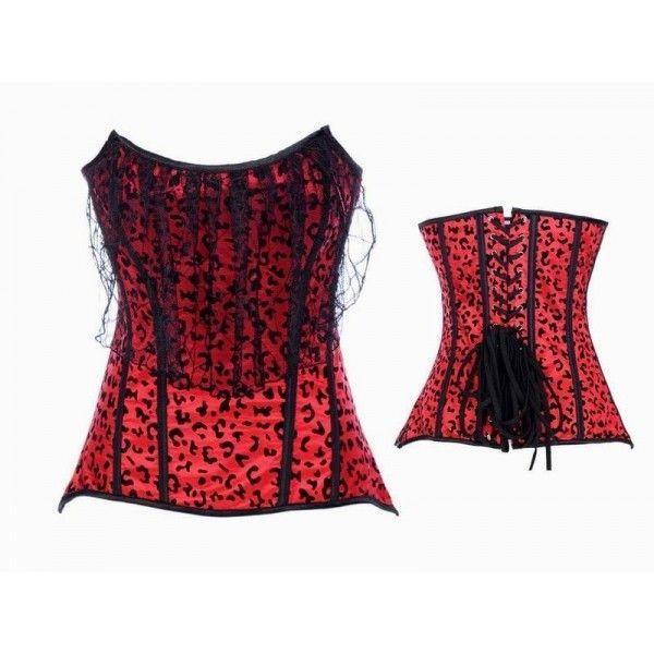 Червоний корсі з леопардовим принтом