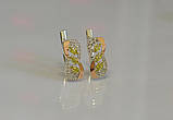 Срібні сережки з золотими вставками, фото 4