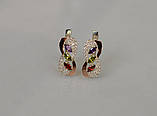 Срібні сережки з золотими вставками, фото 2